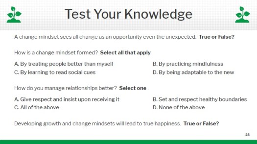 Test your knowledge -change